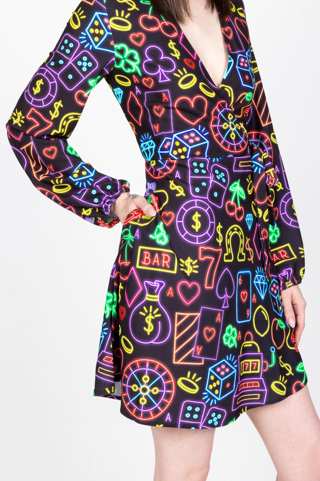 The Crown Casino | Neon Vegas Lights Wrap Dress from Shinesty