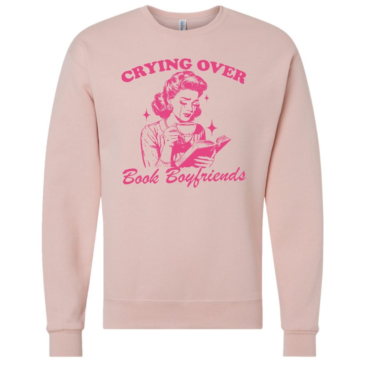 'Crying Over Book Boyfriends' Crewneck Sweatshirt from United Monograms