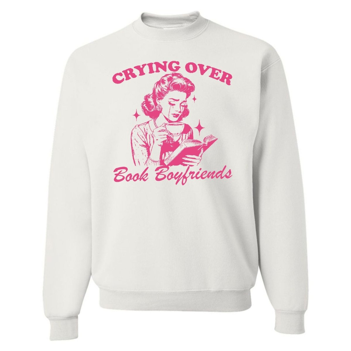 'Crying Over Book Boyfriends' Crewneck Sweatshirt from United Monograms