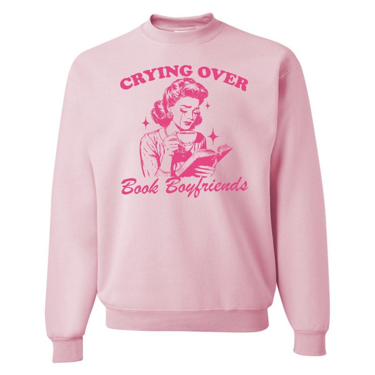 'Crying Over Book Boyfriends' Crewneck Sweatshirt from United Monograms