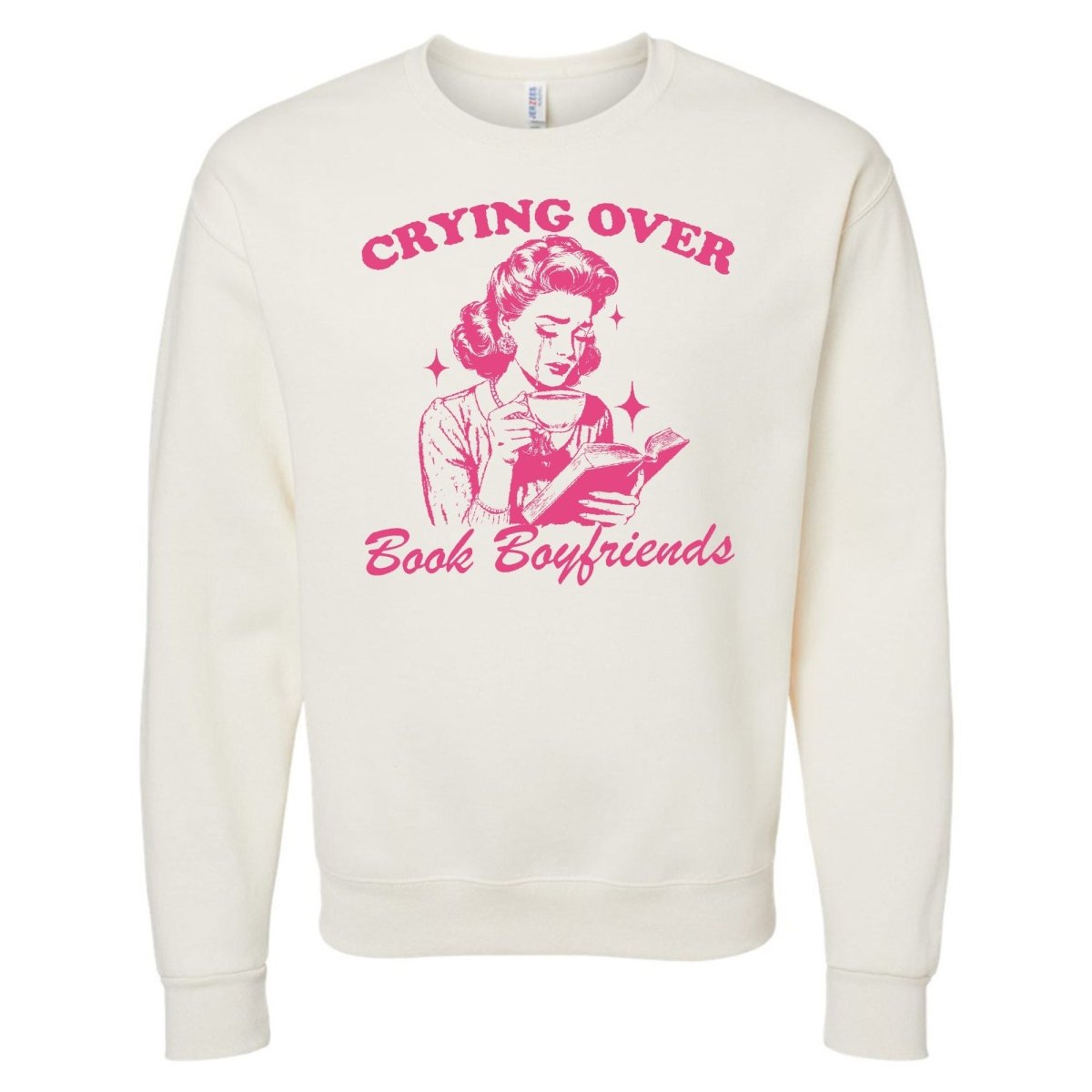'Crying Over Book Boyfriends' Crewneck Sweatshirt from United Monograms