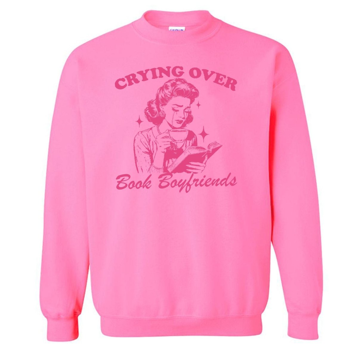 'Crying Over Book Boyfriends' Crewneck Sweatshirt from United Monograms
