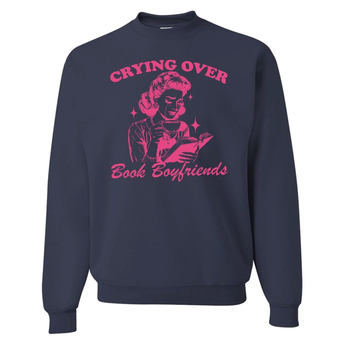 'Crying Over Book Boyfriends' Crewneck Sweatshirt from United Monograms