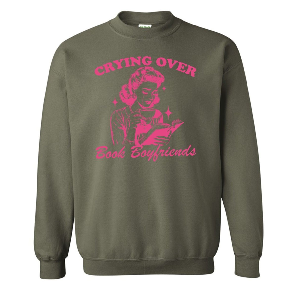 'Crying Over Book Boyfriends' Crewneck Sweatshirt from United Monograms