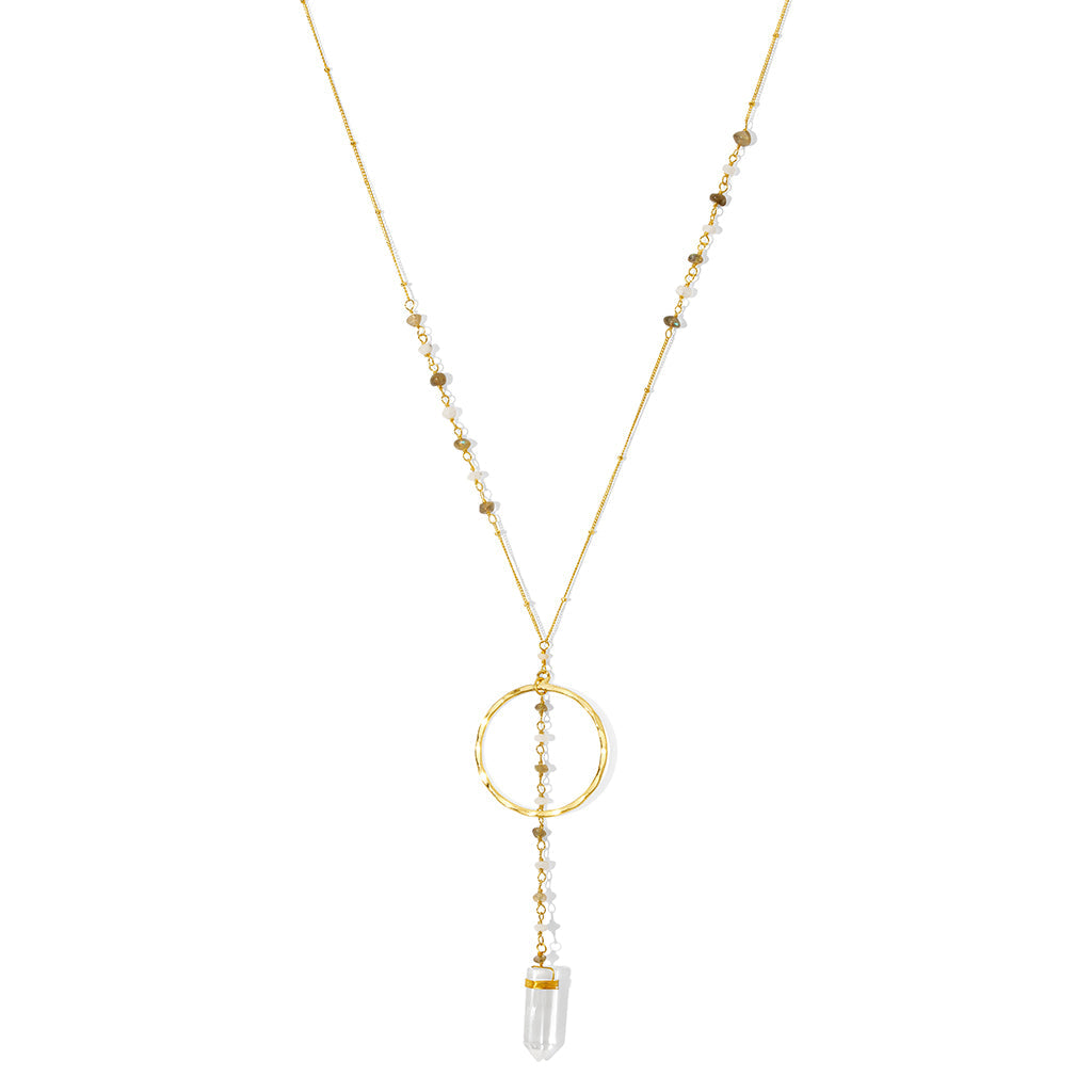 Crystal Halo Y Necklace from SLATE + SALT