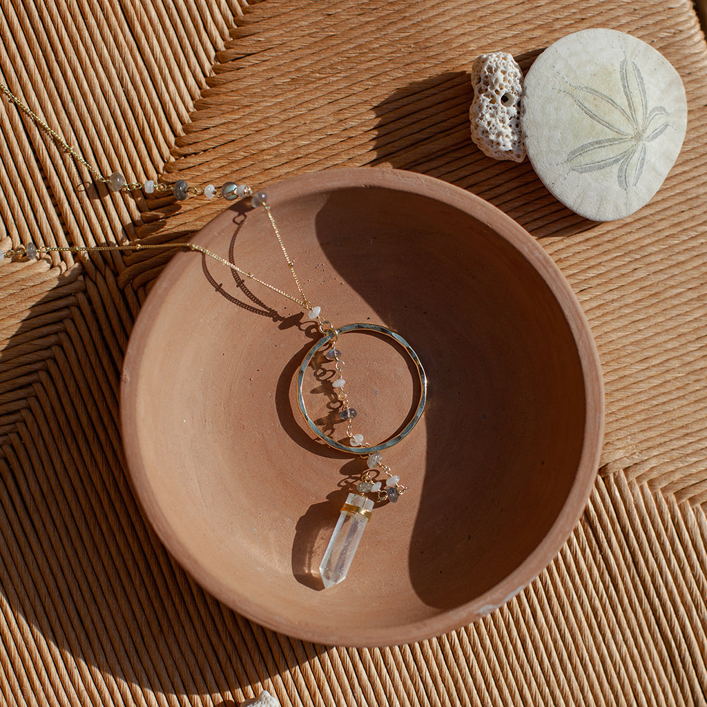 Crystal Halo Y Necklace from SLATE + SALT