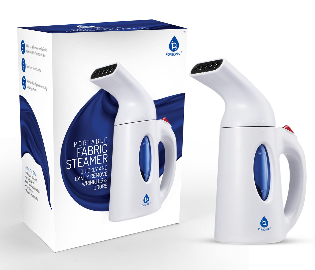 Pursonic 130ml Handheld Fabric Fast Heat-up Powerful Travel Clothes CS180 Portable Garment Steamer from Pursonic