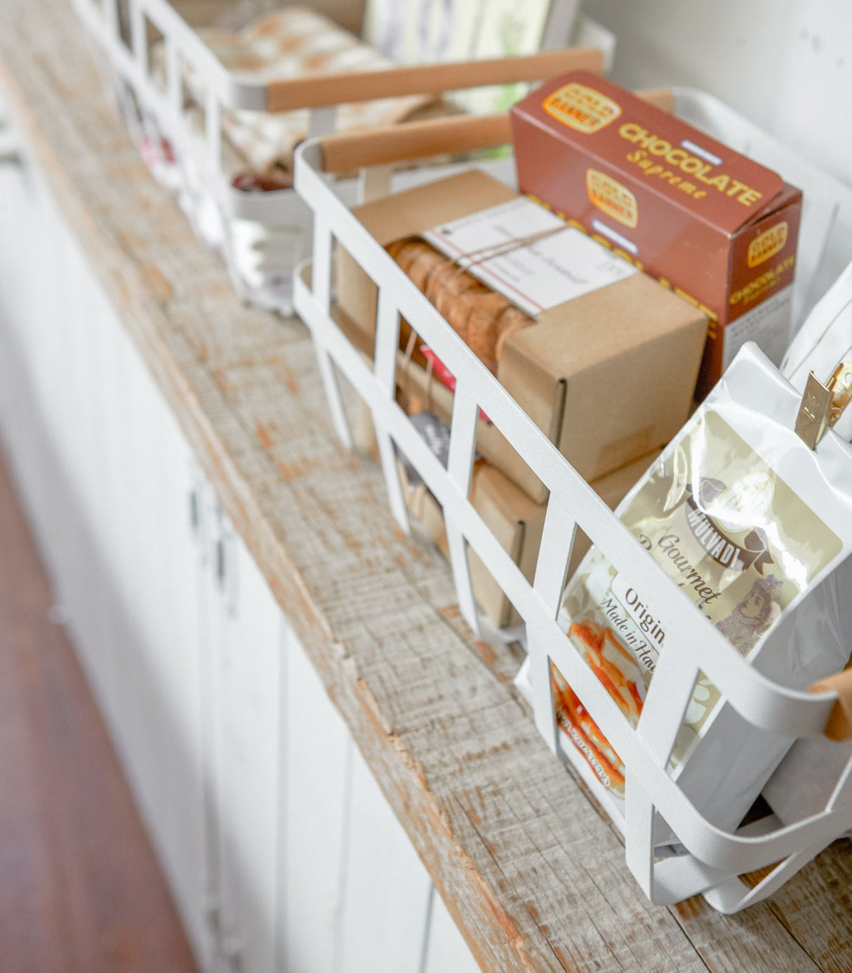 Storage Basket - Two Sizes - Steel + Wood from Yamazaki Home