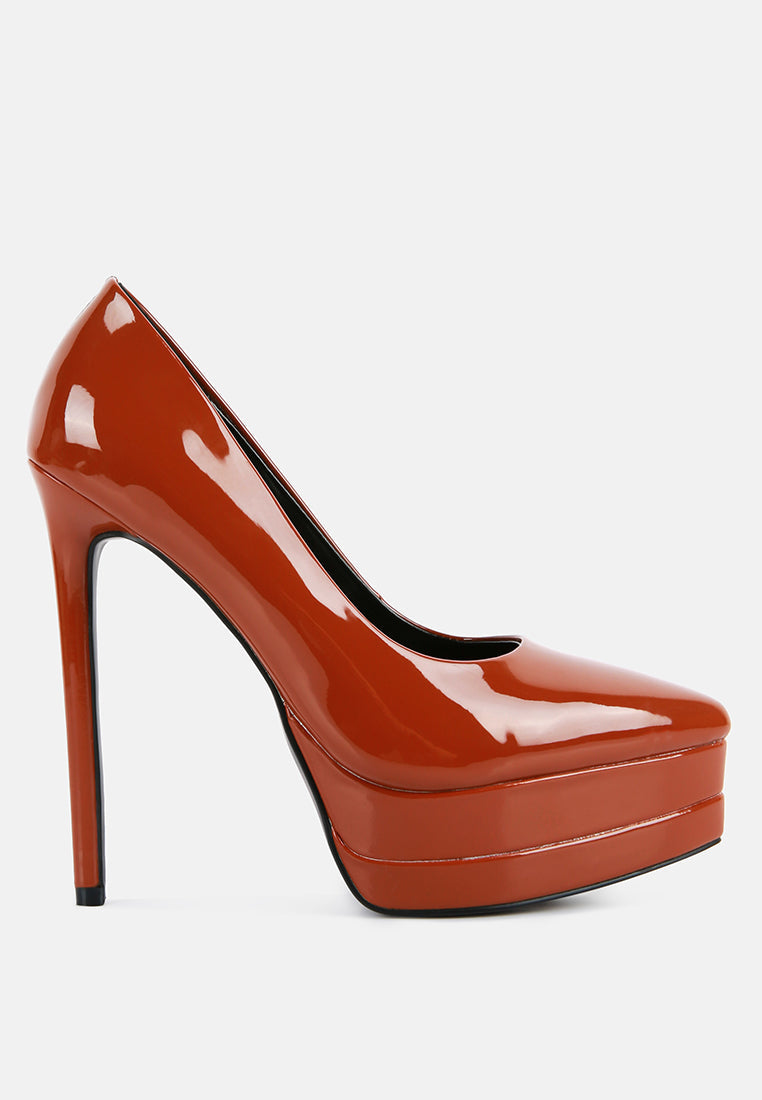 Cuddles Patent Faux Leather Platform Stiletto Pumps from London Rag International