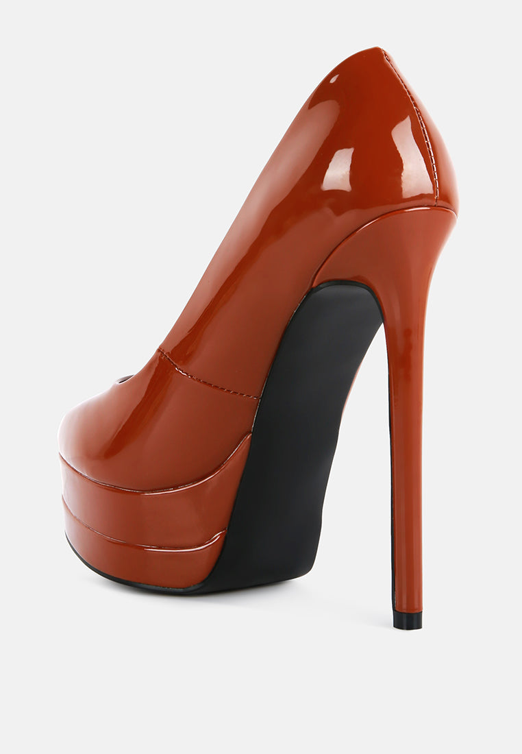 Cuddles Patent Faux Leather Platform Stiletto Pumps from London Rag International