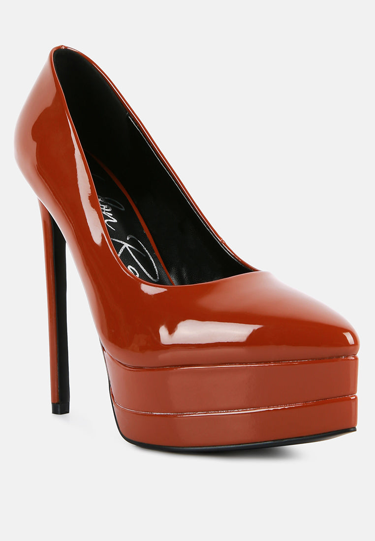 Cuddles Patent Faux Leather Platform Stiletto Pumps from London Rag International