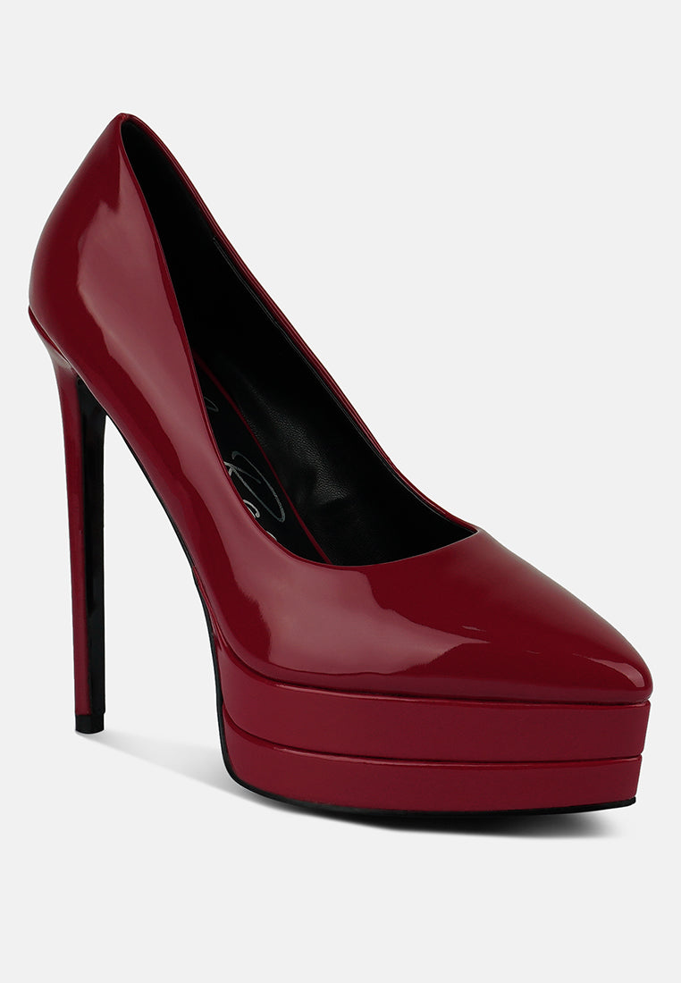 Cuddles Patent Faux Leather Platform Stiletto Pumps from London Rag International