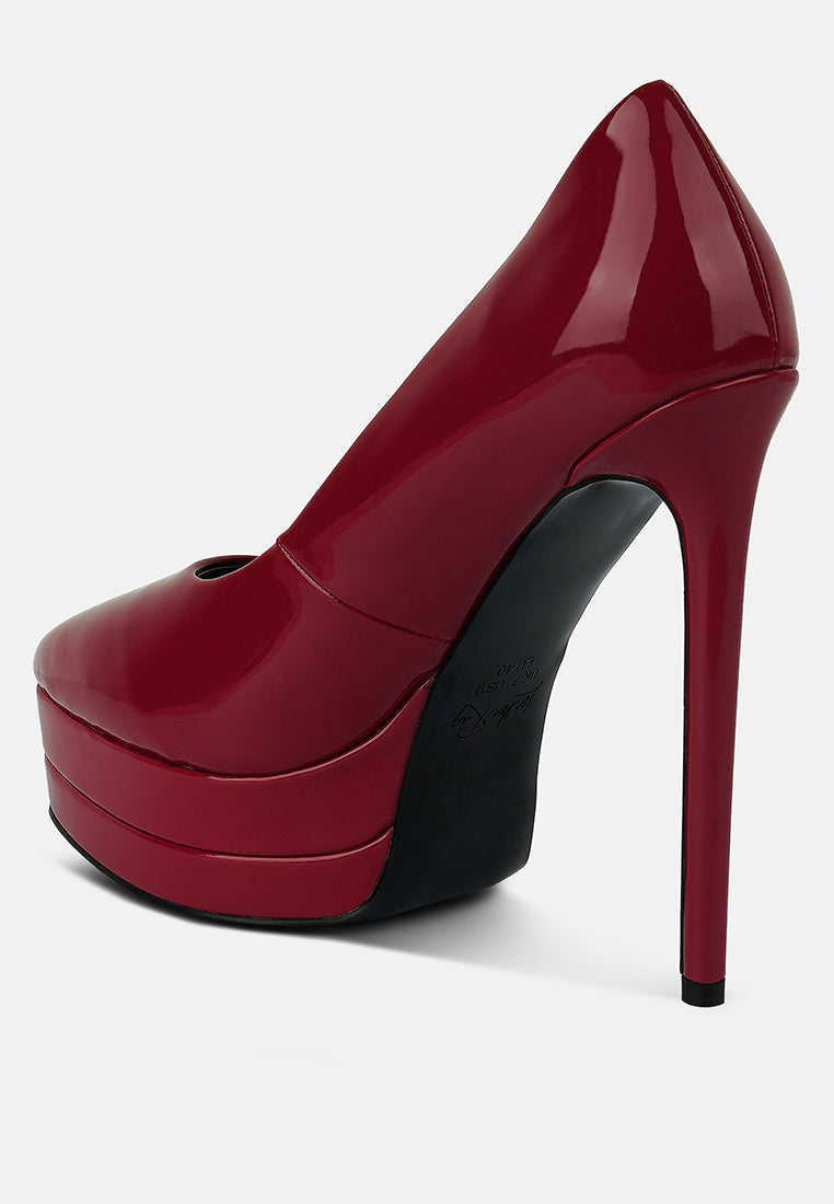 Cuddles Patent Faux Leather Platform Stiletto Pumps from London Rag International