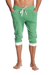 Cuffed Yoga Pants (Bamboo Green w/White) from 4-rth