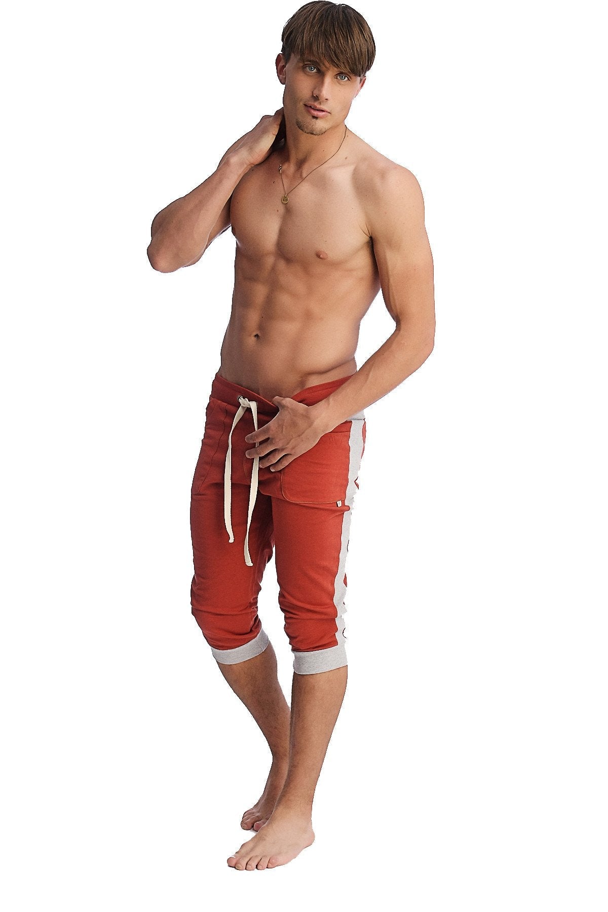 Cuffed Yoga Pants (Cinnabar w/Grey) from 4-rth