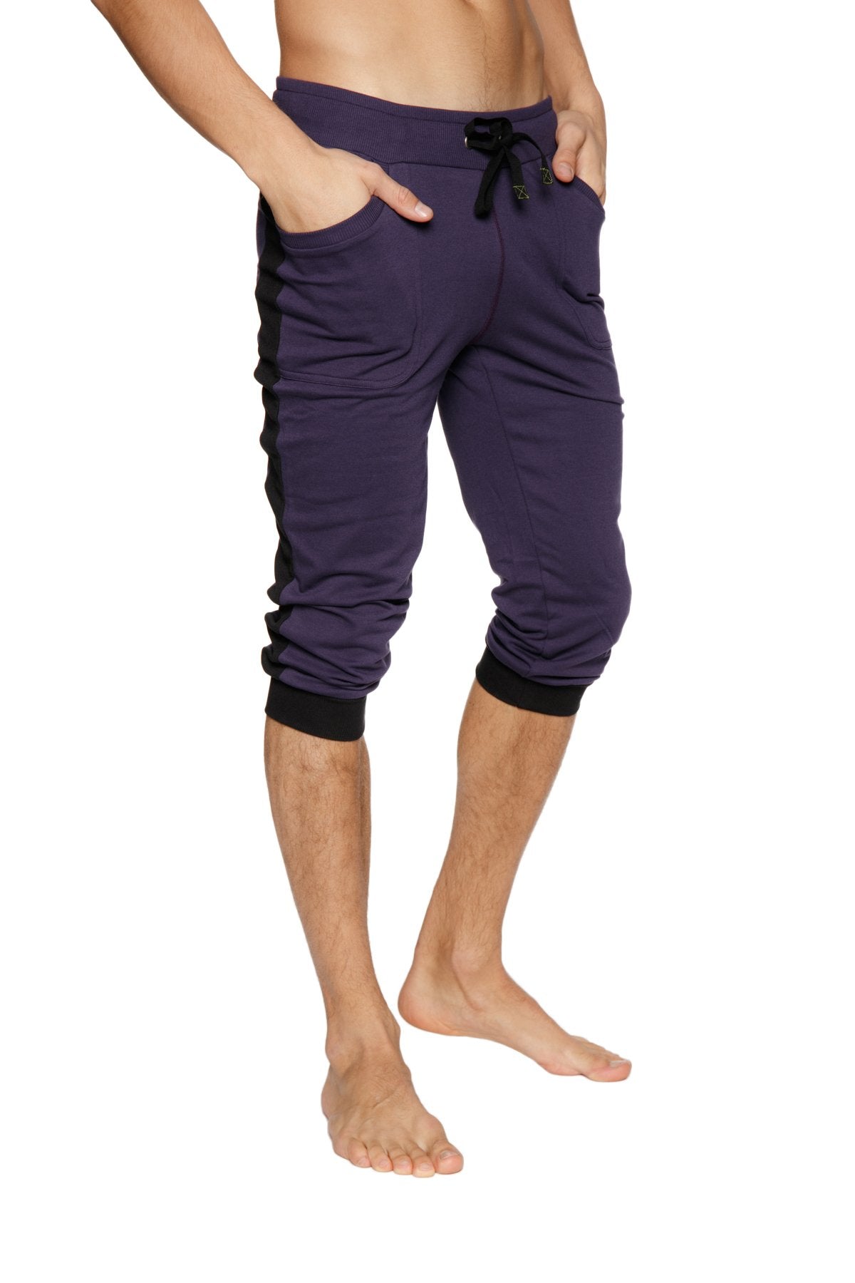 Cuffed Yoga Pants (Eggplant w/Black) from 4-rth