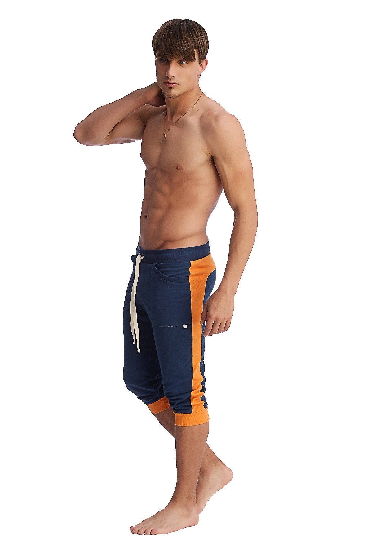 Cuffed Yoga Pants (Royal Blue & Orange) from 4-rth