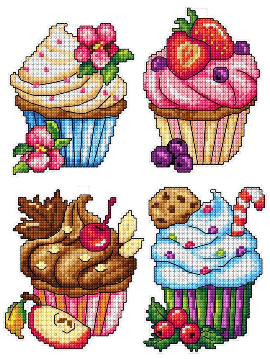 Cupcakes 105CS Counted Cross-Stitch Kit From Wizardi