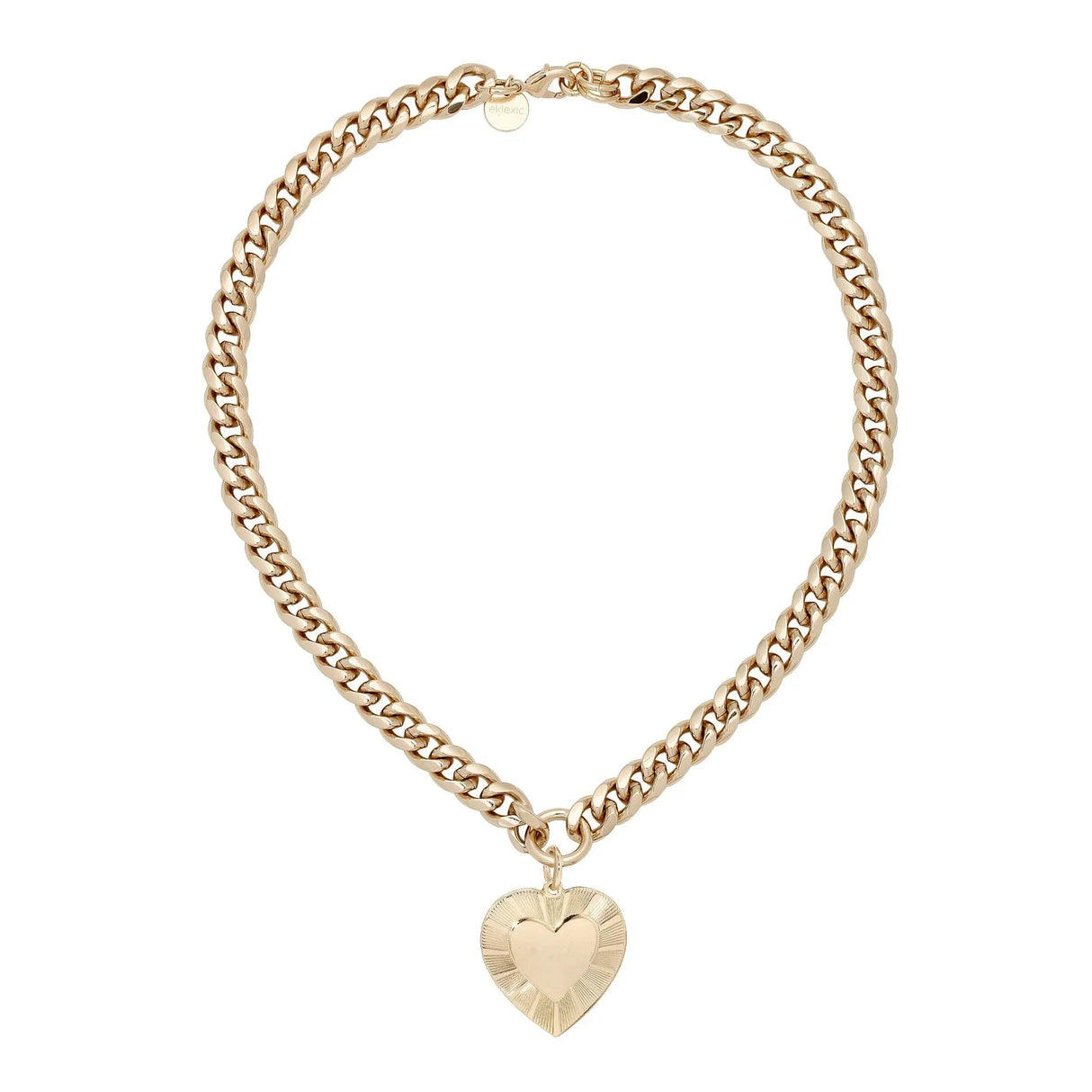 Curb Chain & Heart Pendant Necklace from eklexic