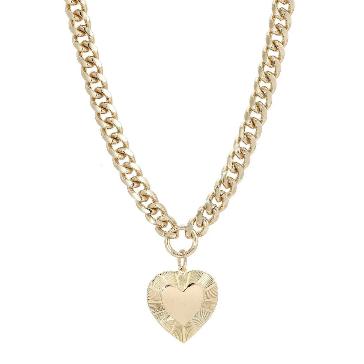 Curb Chain & Heart Pendant Necklace from eklexic