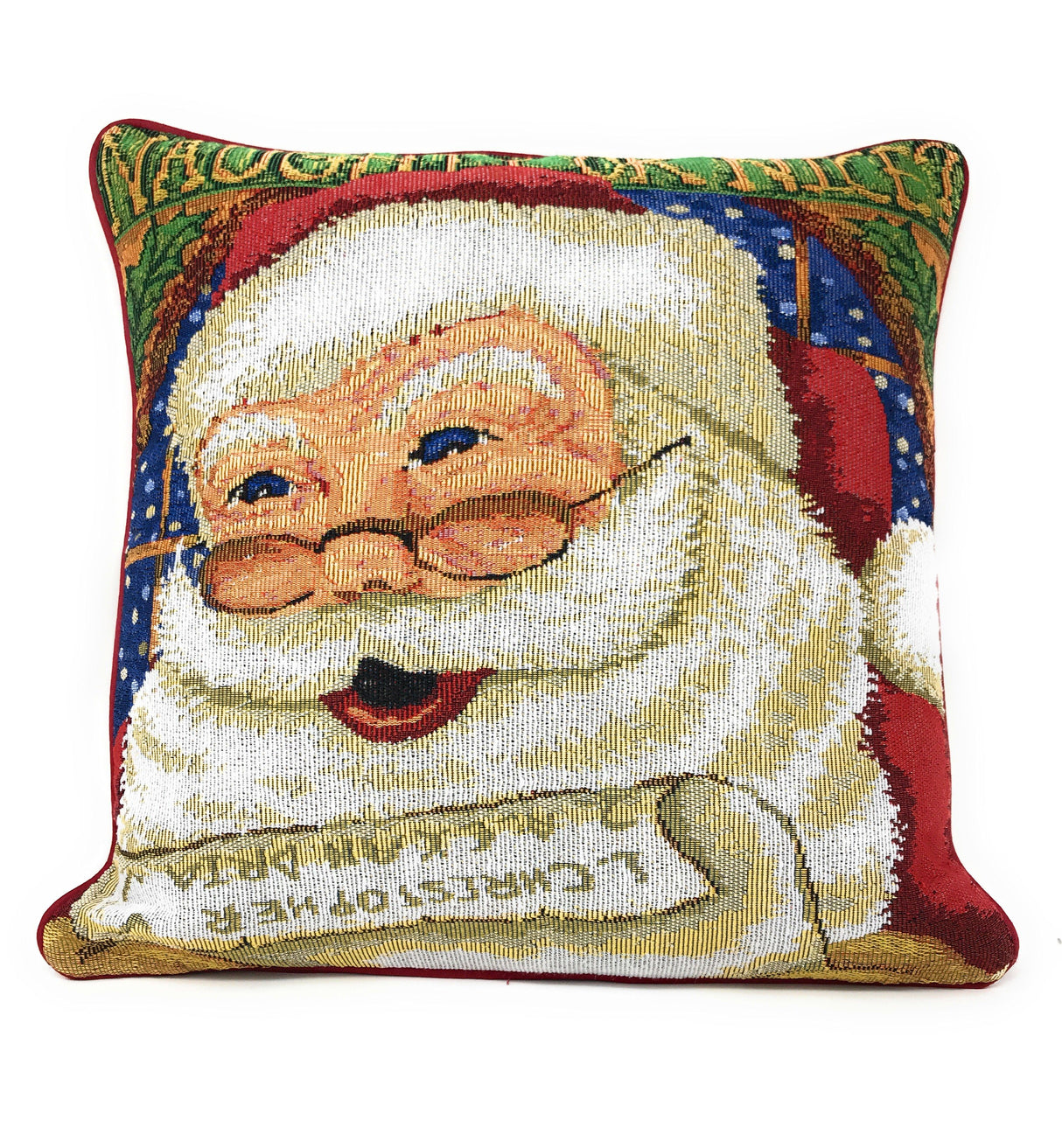 DaDa Bedding Naughty or Nice Santa Claus Christmas Woven Tapestry Throw Pillow Cover - 16" x 16" from DaDalogy Bedding Collection