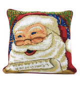 DaDa Bedding Naughty or Nice Santa Claus Christmas Woven Tapestry Throw Pillow Cover - 16" x 16" from DaDalogy Bedding Collection