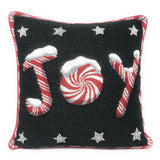 DaDa Bedding Peppermint Joy Stars Red Black Tapestry Throw Pillow Cover - 16” x 16” (12904) from DaDalogy Bedding Collection