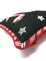 DaDa Bedding Peppermint Joy Stars Red Black Tapestry Throw Pillow Cover - 16” x 16” (12904) from DaDalogy Bedding Collection