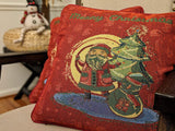 DaDa Bedding Red Santa Claus Christmas Woven Tapestry Throw Pillow Cover - 16" x 16" (17615) from DaDalogy Bedding Collection