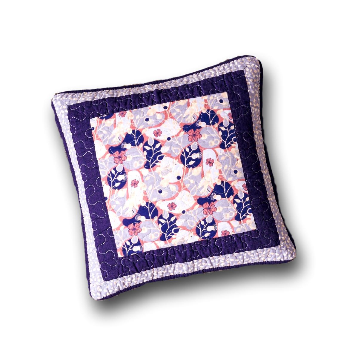 DaDa Bedding Set of 2-Pieces Peachy Blossoms Purple Floral Patchwork Throw Pillow Covers, 18" x 18" - Designed in USA (JHW877) from DaDalogy Bedding Collection