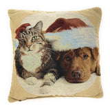 Tache Best Friend Pets Dog and Cat Christmas Tapestry Woven Throw Pillow Cover (16461) from Tache Home Fashion