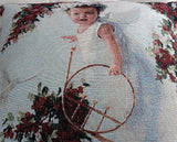 Tache Cupid's Horn Antique Rose Bird Dove Woven Tapestry Throw Pillow Cover (16375) from Tache Home Fashion