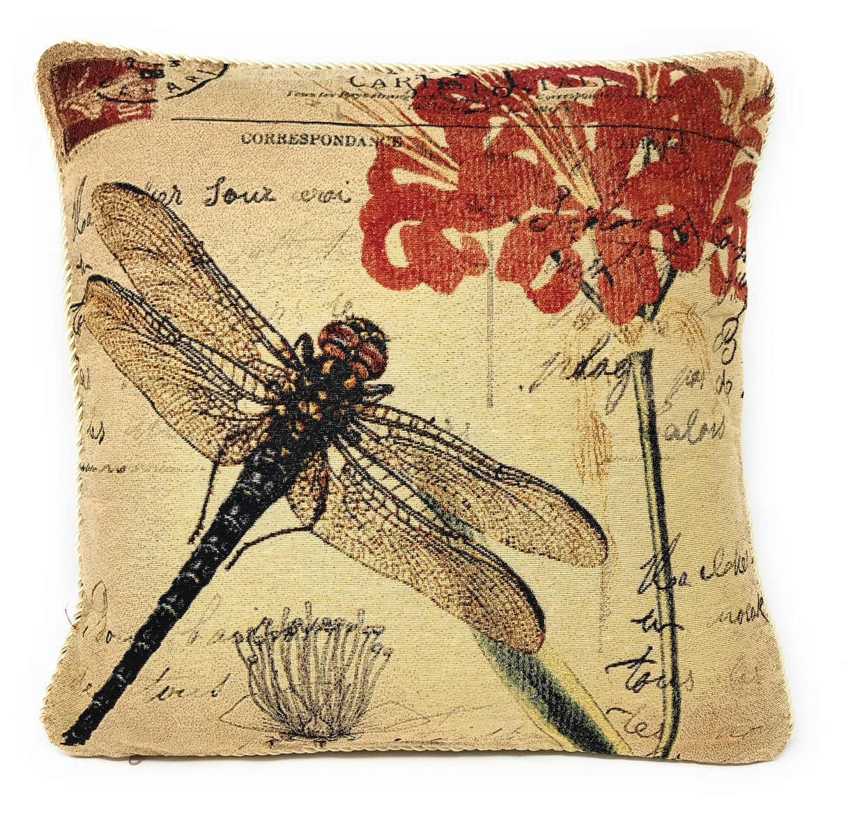 Tache Fly High Dragonfly European Postcard Tapestry Woven Throw Pillow Cover (15044) from Tache Home Fashion