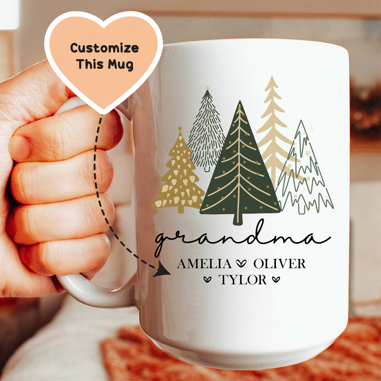 Custom Grandma Christmas mug from Peachy Sunday