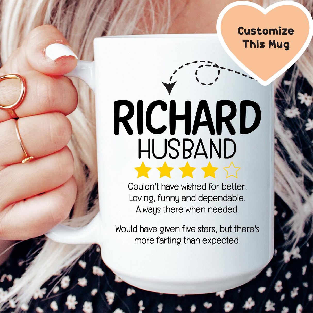 Custom Husband Rating Mug from Peachy Sunday