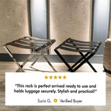 Chugach-Foldable Metal Luggage Rack with Genuie Leather from VITAHOME DESIGN LLC