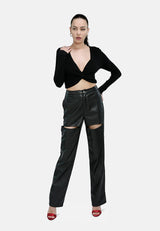 Cut Out Faux Leather Pants from London Rag International