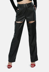 Cut Out Faux Leather Pants from London Rag International