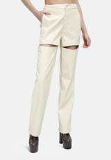 Cut Out Faux Leather Pants from London Rag International