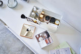 Makeup Organizer with Mirror - Steel + Wood from Yamazaki Home