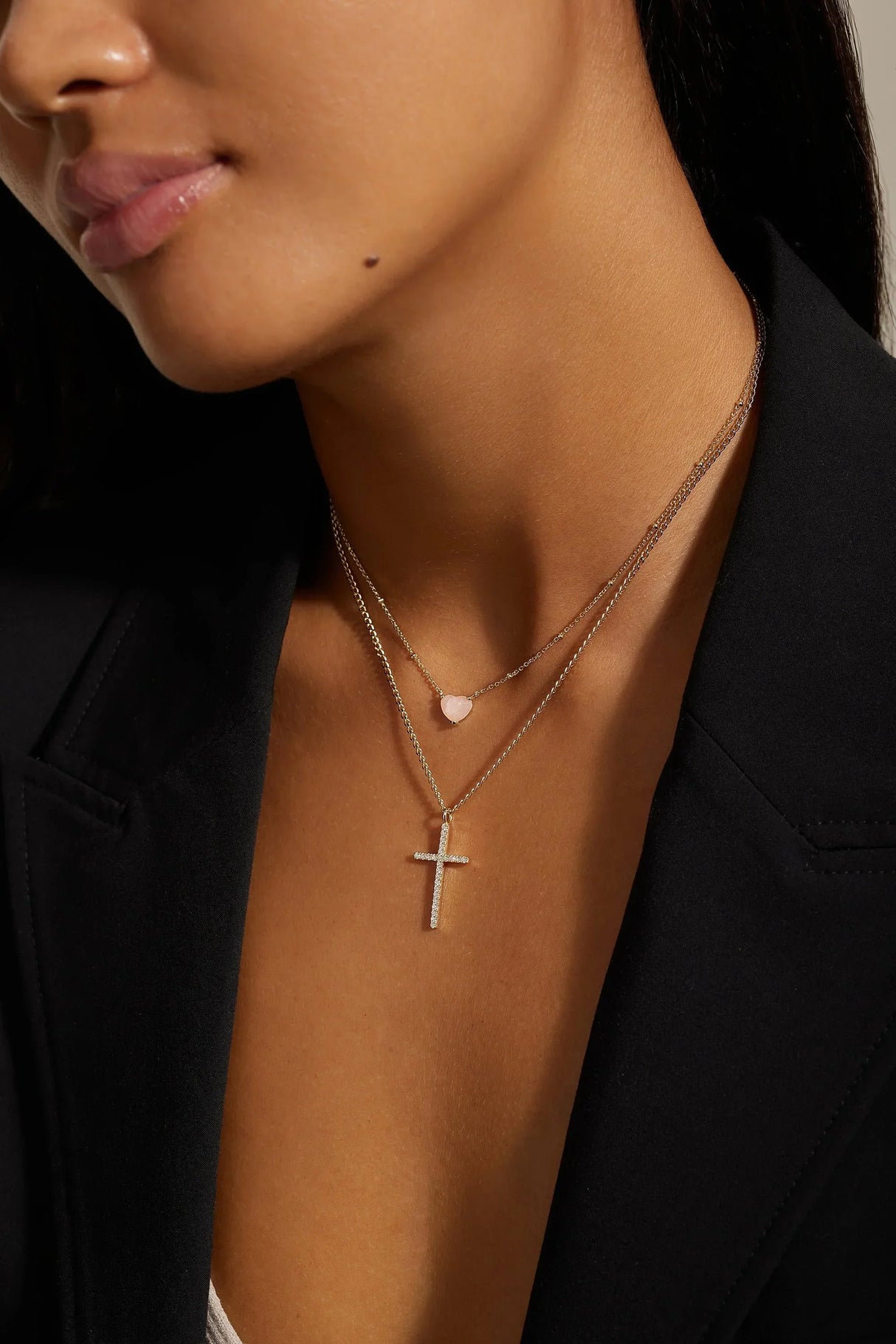 CZ Cross Pendant Necklace from eklexic