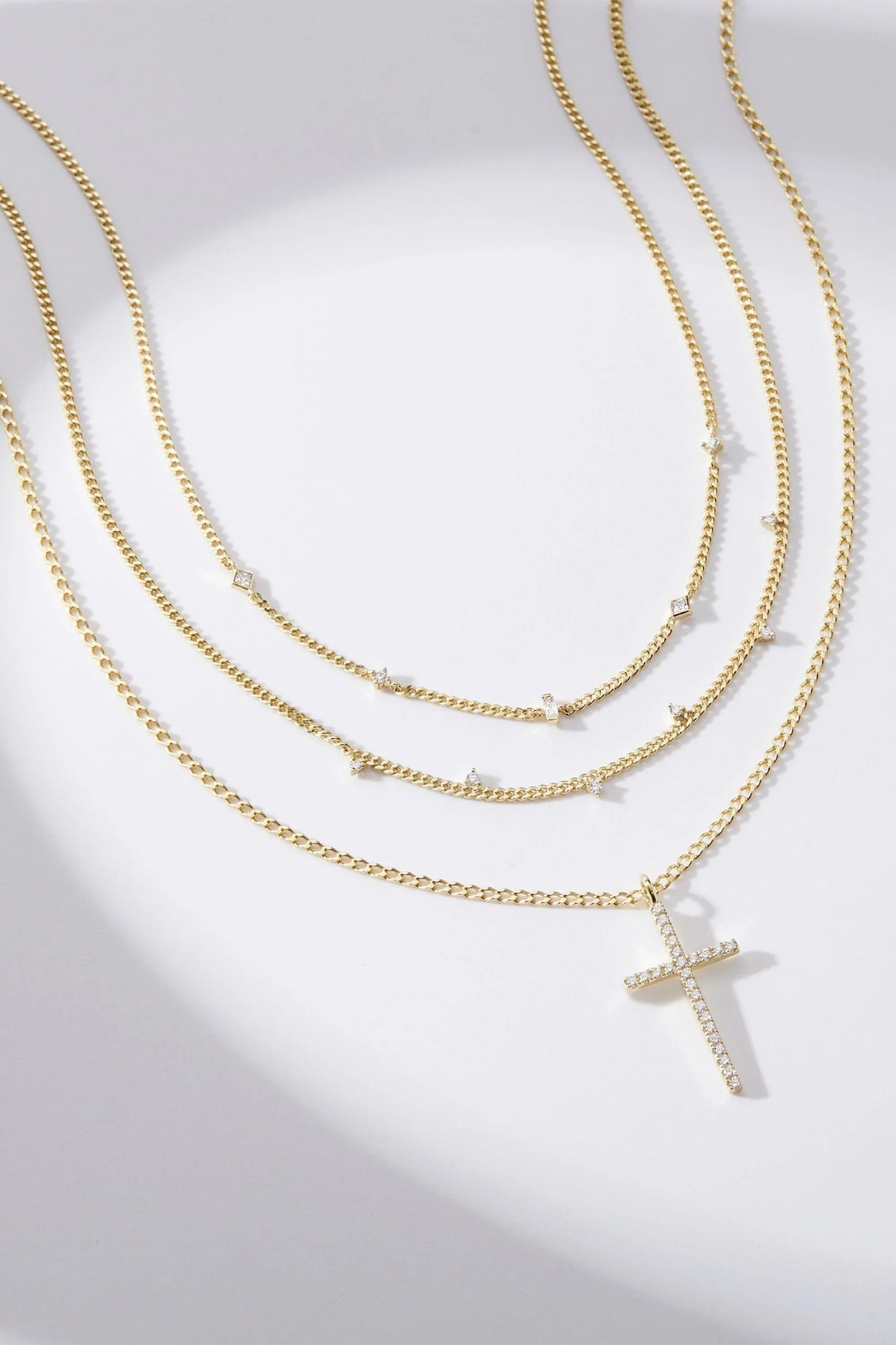 CZ Cross Pendant Necklace from eklexic