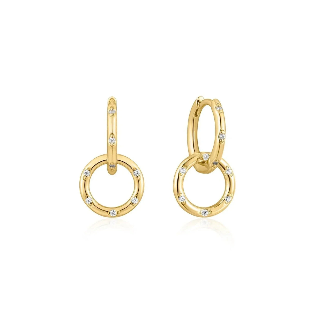 CZ Huggie Hoops With Circle Drop from eklexic