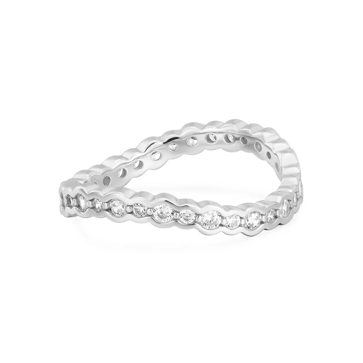 CZ Wavy Ring Eternity Band from eklexic