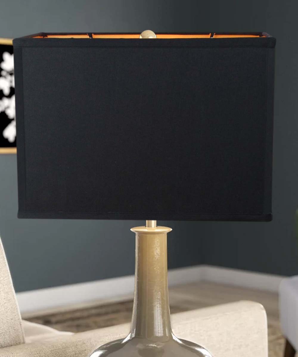 Rectangular 16"W x 11"H Drum Lampshade Softback Black Fabric From LampsUSA