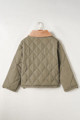 Teddy Collar Flap Pockets Quilted Puffer Jacket from Threaded Pear