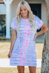 Women Tie-Dye Belted T-Shirt Dress from Enfance-Heureuse