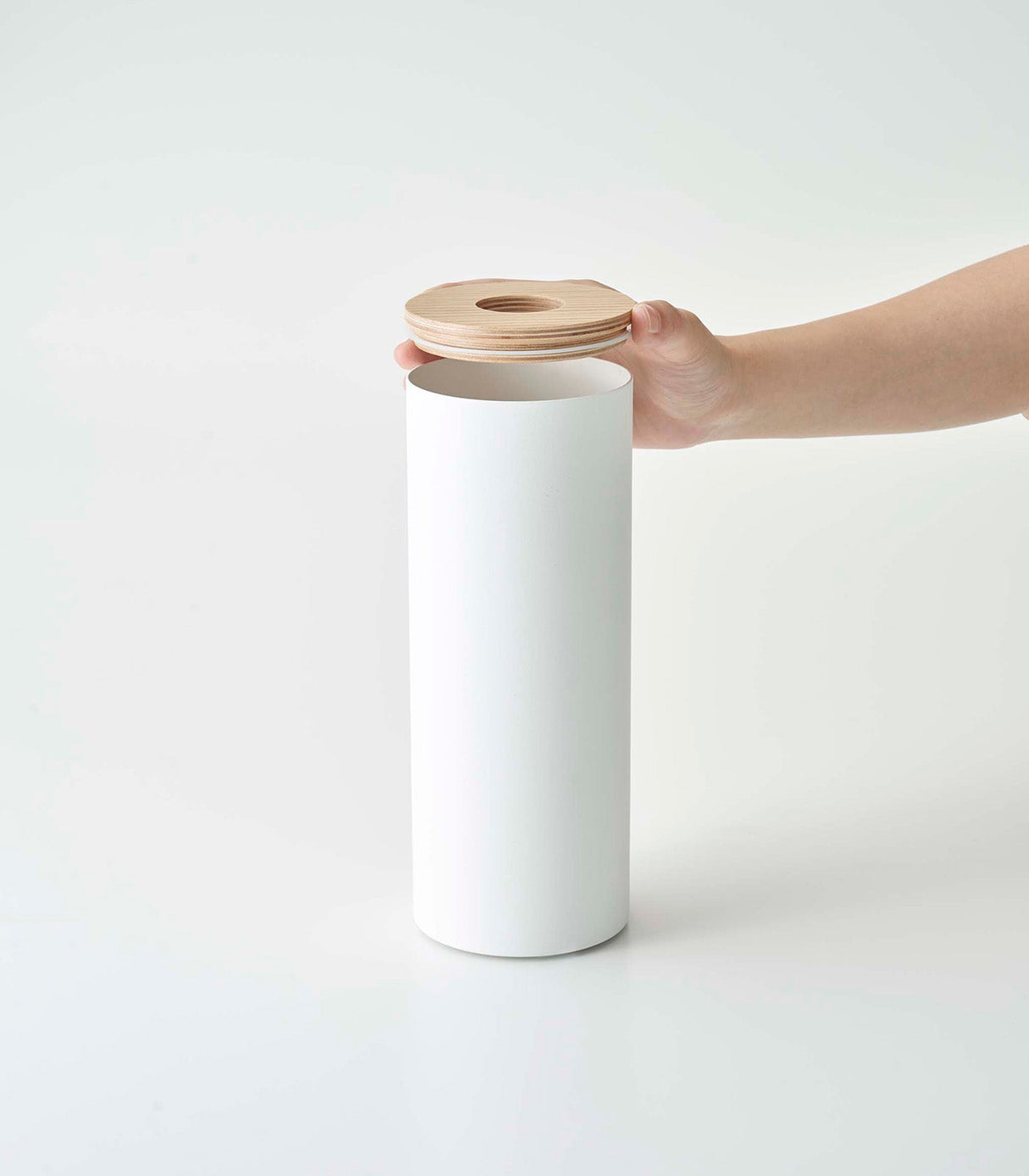 Round Tissue Case - Steel + Wood from Yamazaki Home