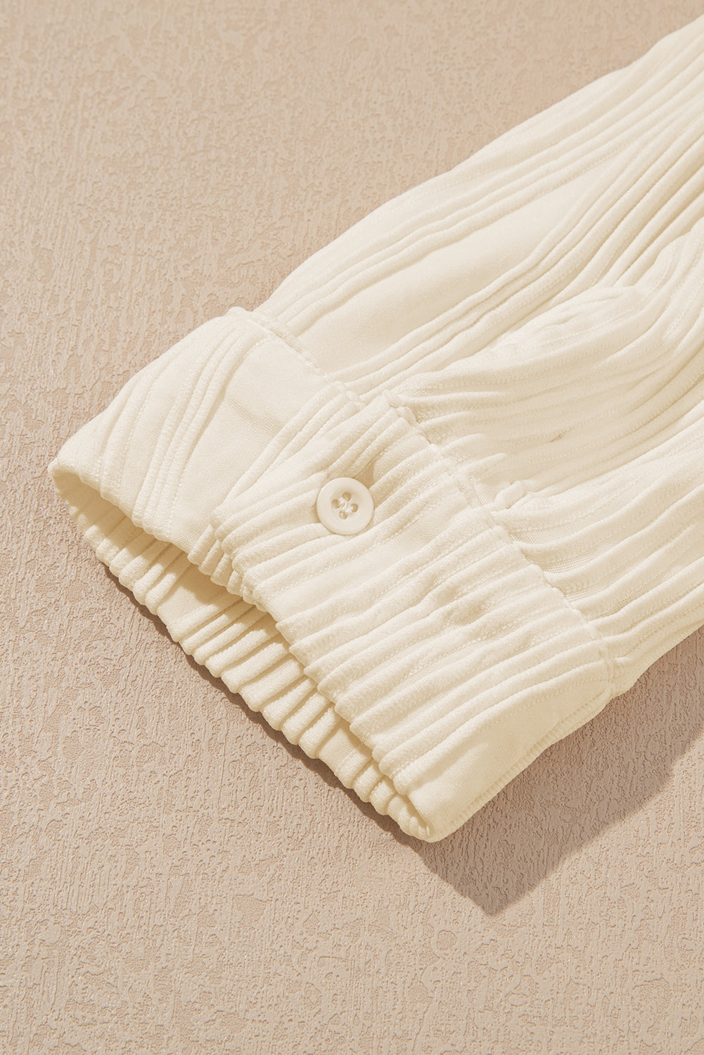 Apricot Solid Textured Buttoned Turn Down Collar Shirt from MsDressly