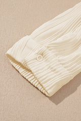 Apricot Solid Textured Buttoned Turn Down Collar Shirt from MsDressly